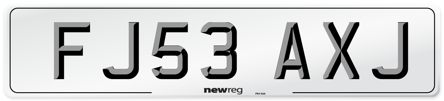 FJ53 AXJ Number Plate from New Reg